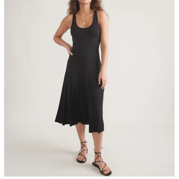 Marine Layer Dresses & Skirts - Marine Layer Black Lexi Rib Fit & Flare Midi Sleeveless Dress Women Sz M